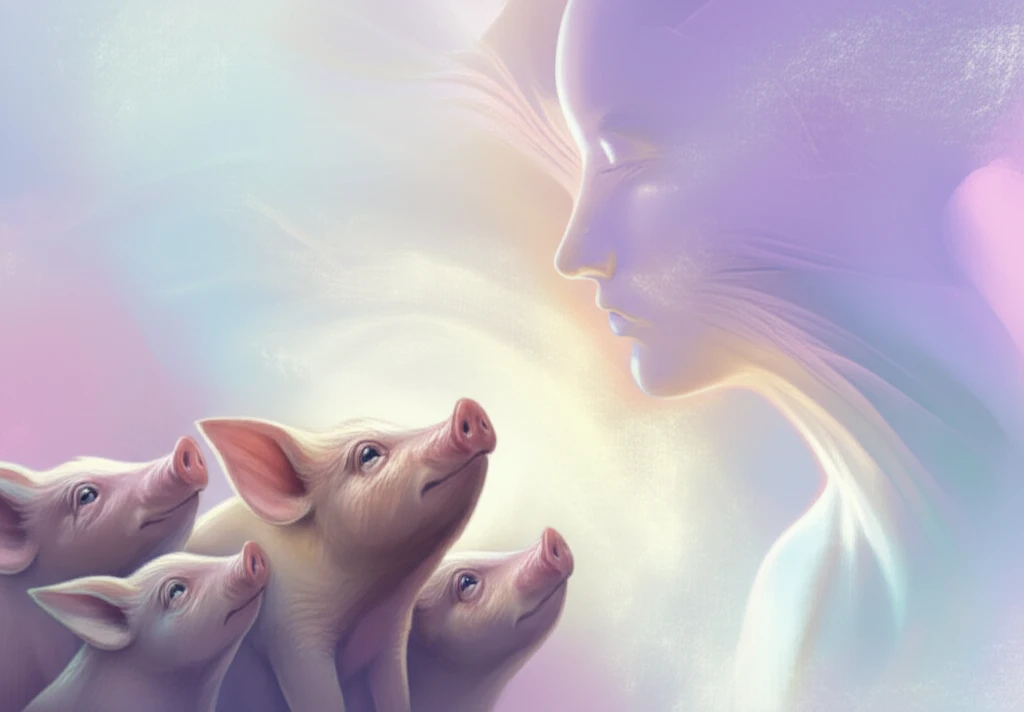 Piglets listening to human voice.