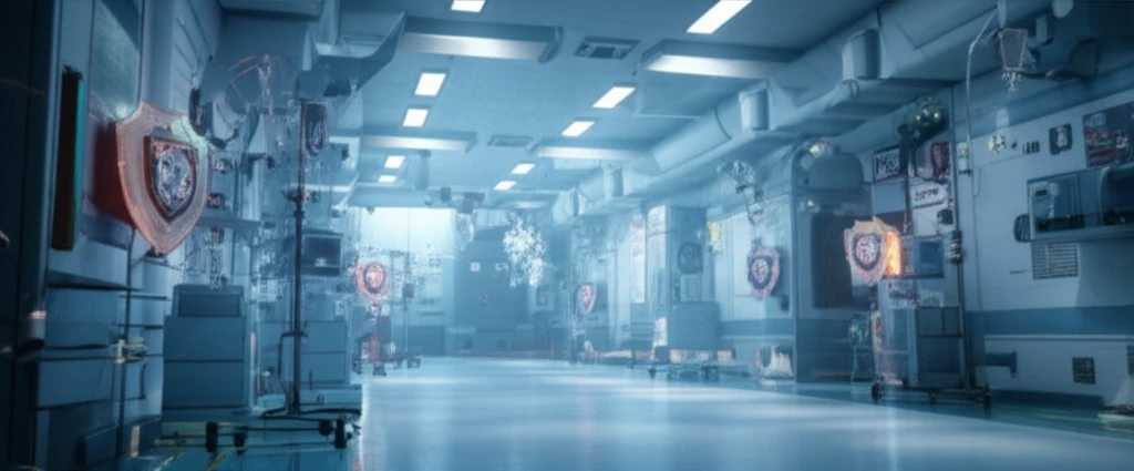 Illustration of antibiotic-resistant bacteria in a hospital.