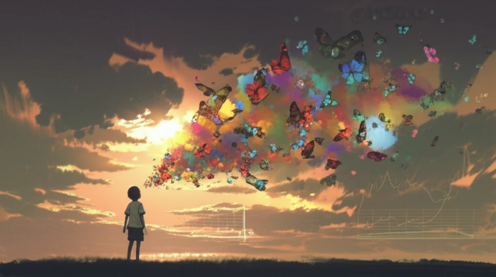 Child transforming cancer to butterflies