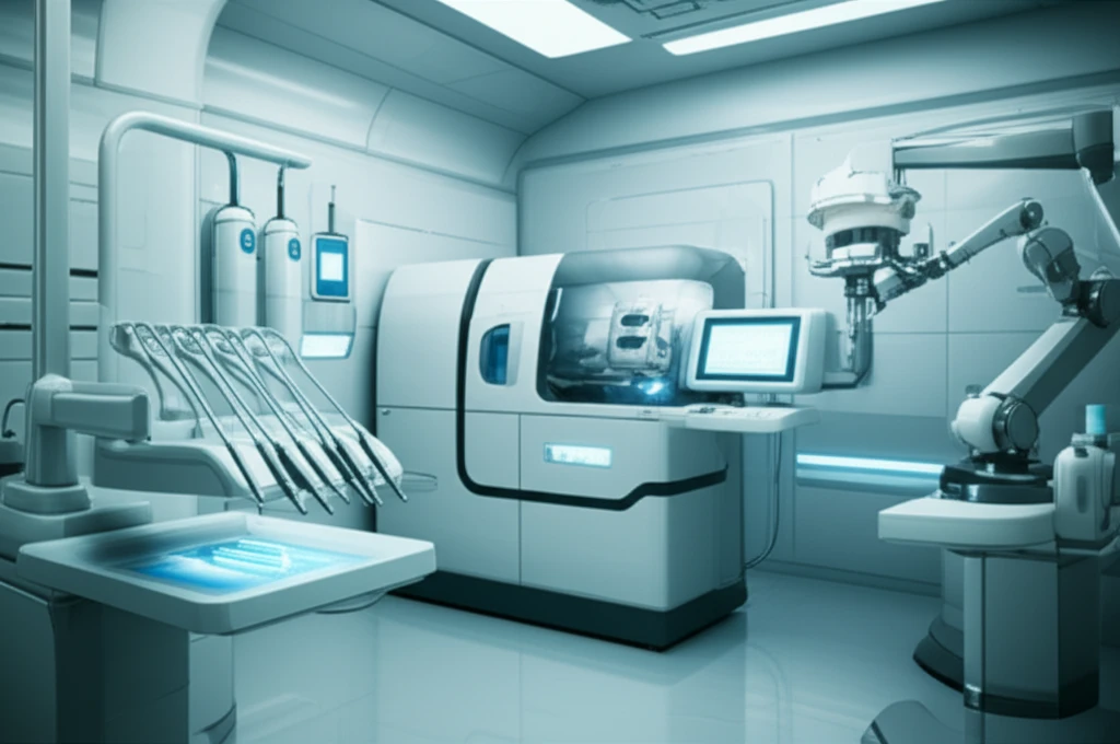 Futuristic dental clinic showcasing advanced oral health technology.