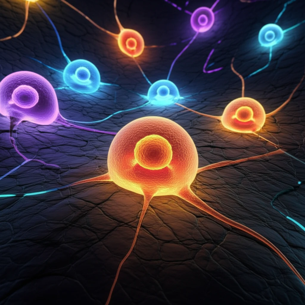 Stem cells interacting with textured surface