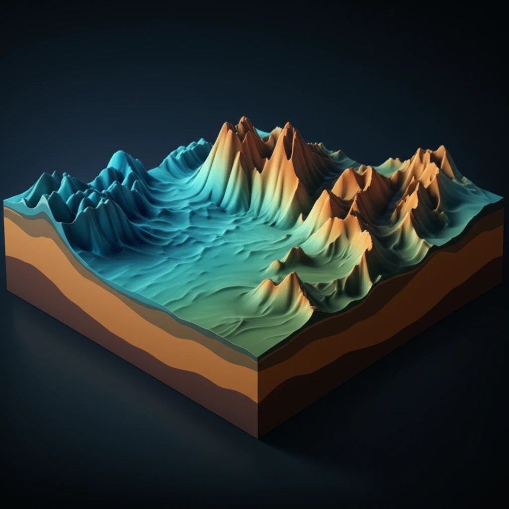 Seismic waves transforming into a 3D geological depth map.