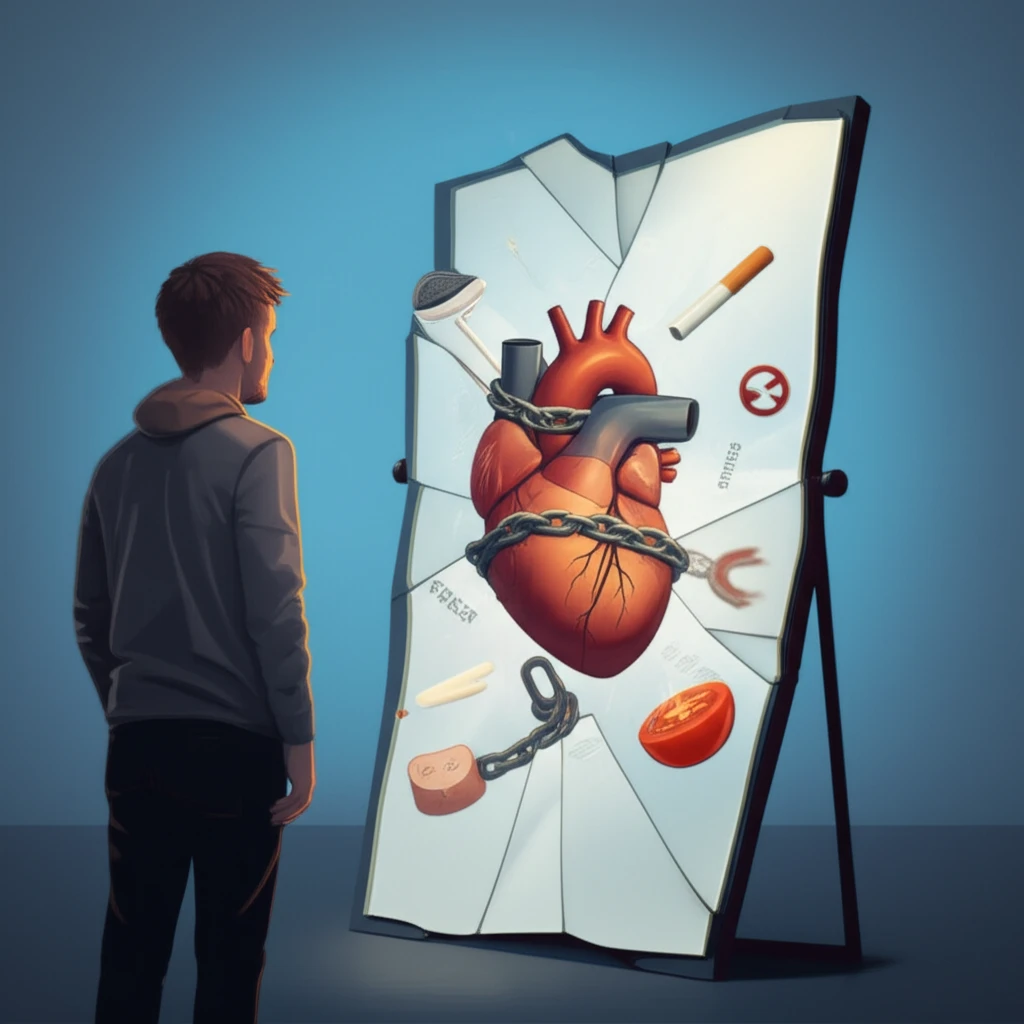 Distorted reflection symbolizing the disconnect between perceived and actual heart attack risk.