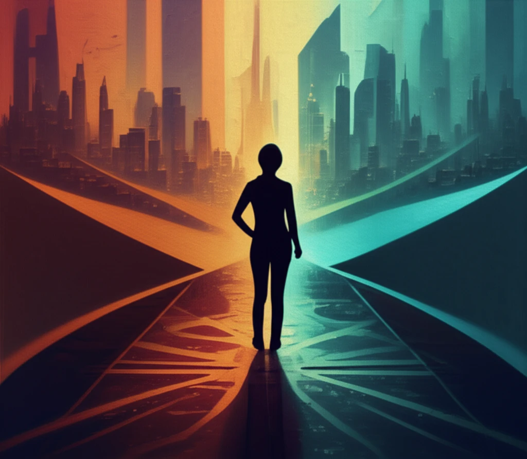 Person at a crossroads of career paths