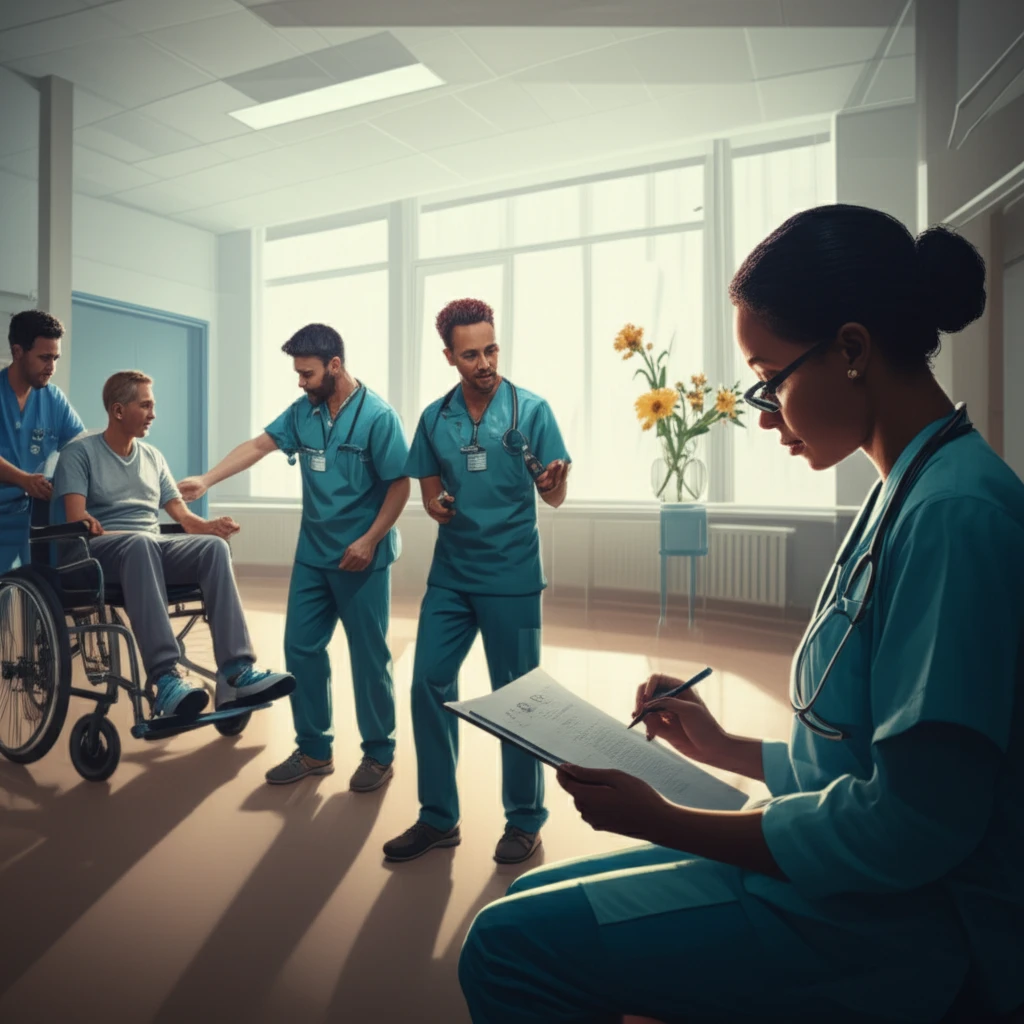 Interdisciplinary Rehabilitation Team Working with Patient