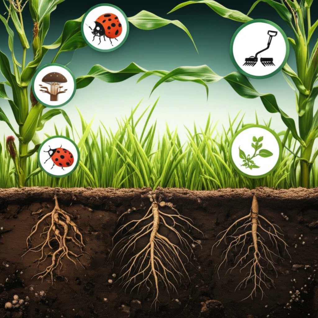 Corn and brachiaria grass intercropping system with integrated weed management.