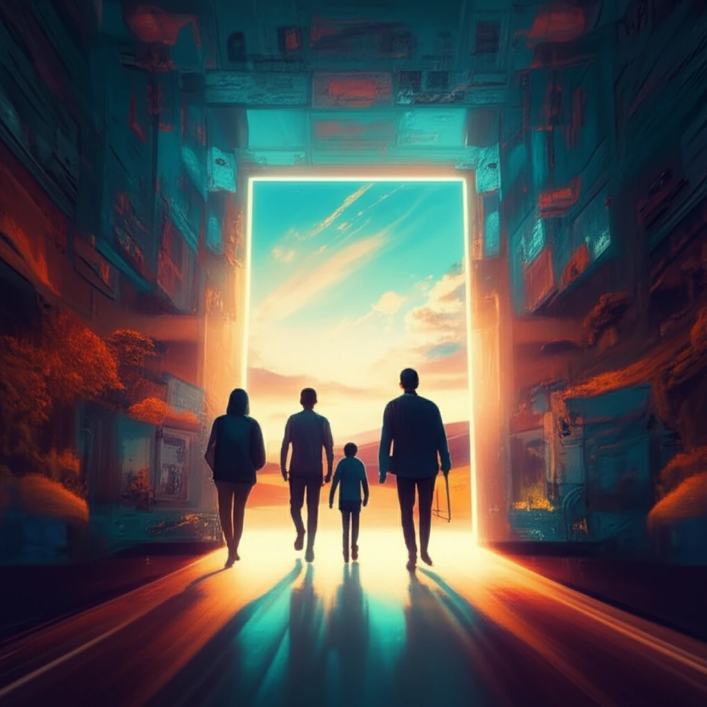 Diverse group of people passing through a health portal into Australia.