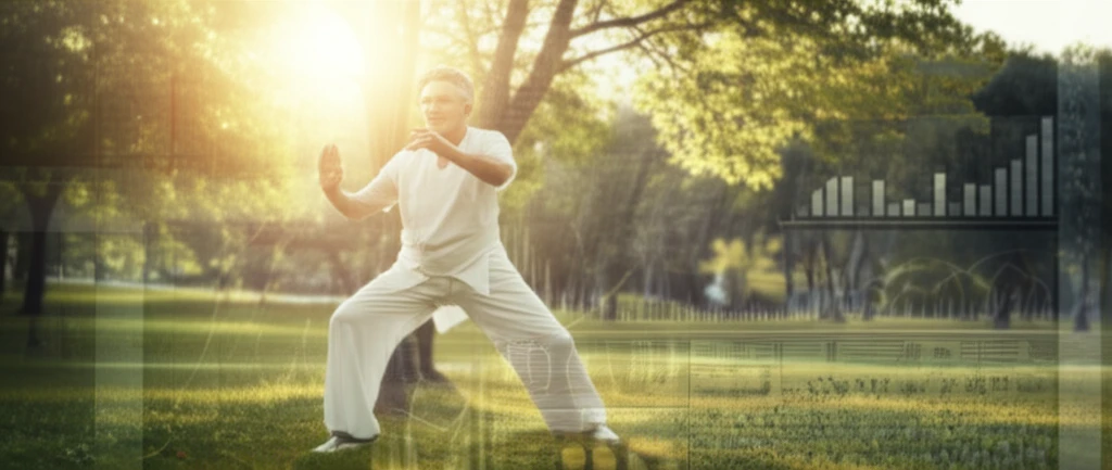An older adult practices tai chi, representing accessible health monitoring.