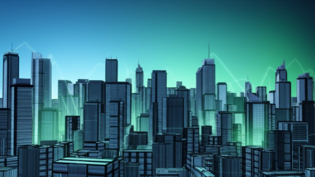 Efficiently maintained government buildings interconnected with lines of light.