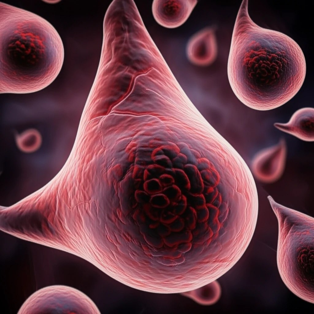 Breast cancer cells weakened by lack of energy.