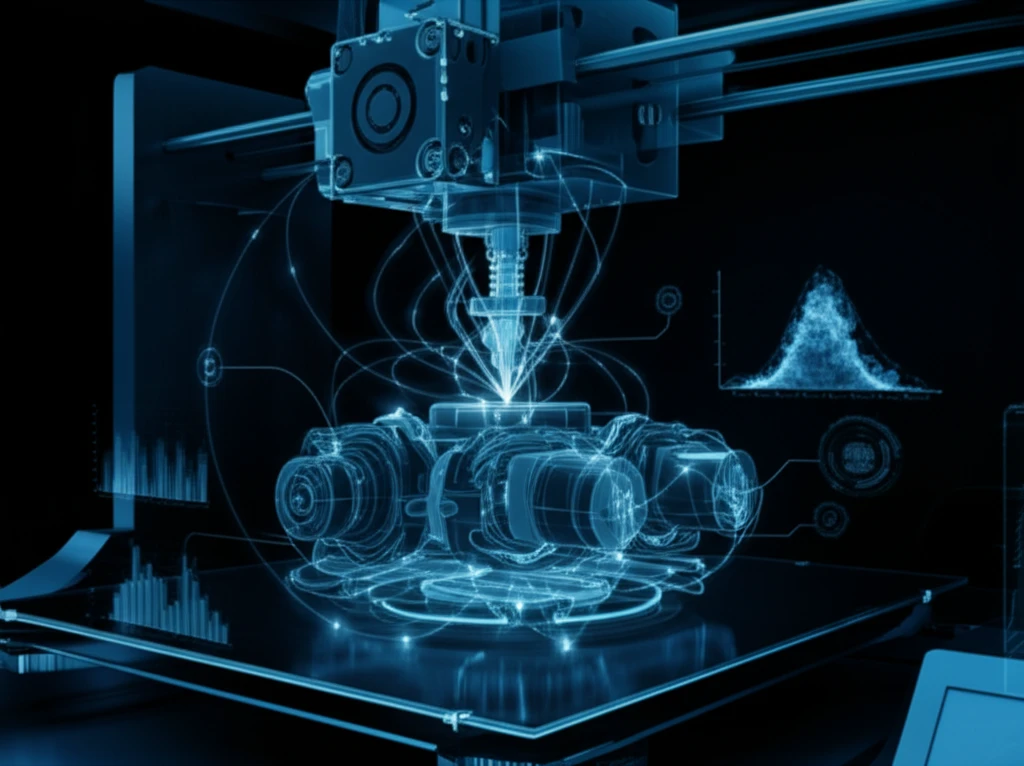 3D printer creating a complex part with optimized data flow.