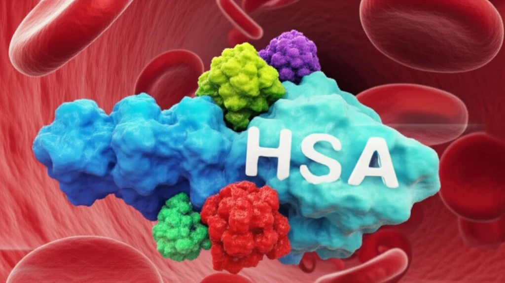 PFAS molecules binding to HSA in bloodstream