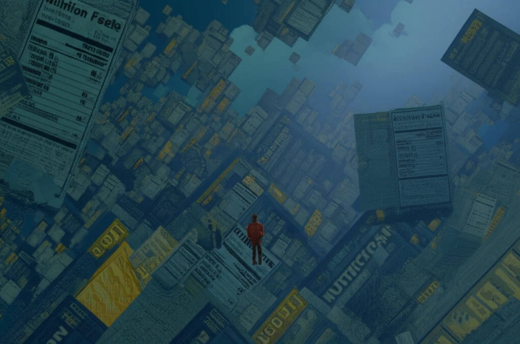 A person navigating a maze of confusing food labels.