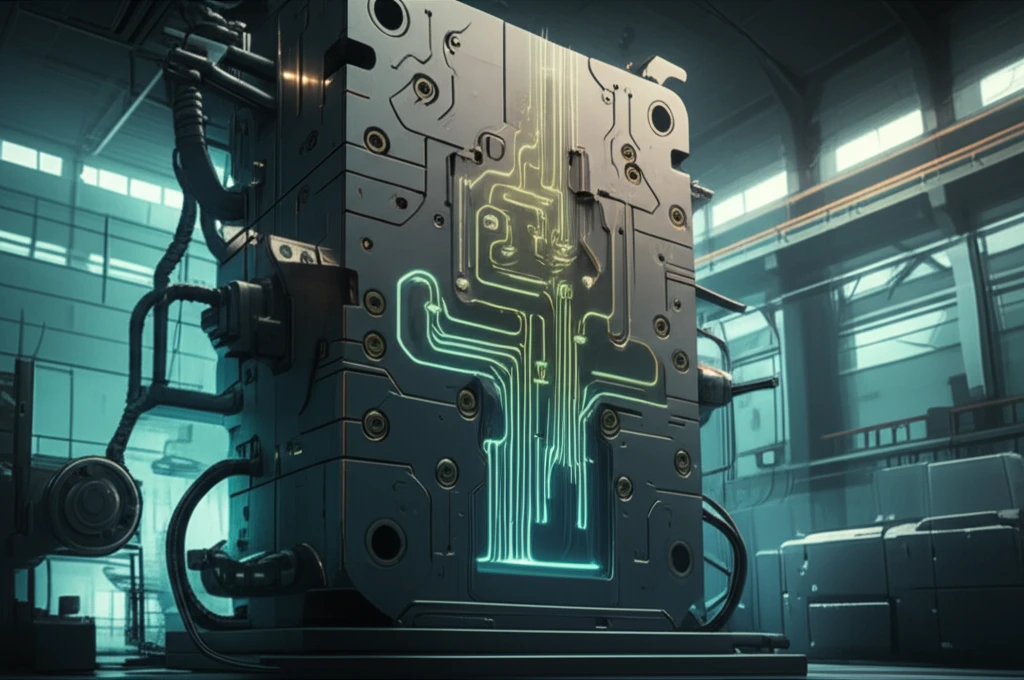 Injection mold with glowing conformal cooling channels.