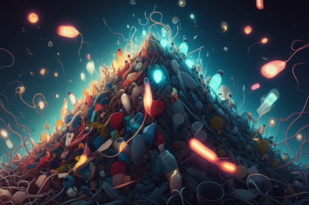 Bacteria consuming plastic waste.