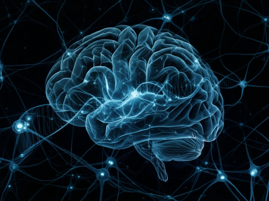 Intricate artwork depicting genetic mutations within a brain network.