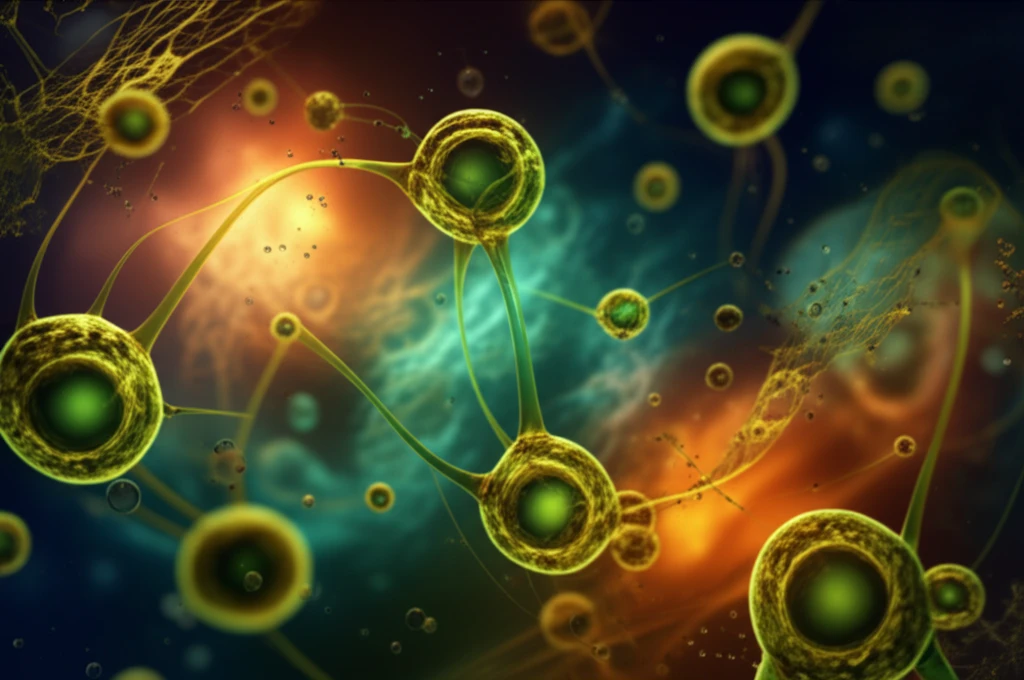 Thriving algae in a nutrient-rich medium, symbolizing sustainable biofuel.