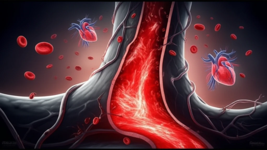 Illustration of venoplasty procedure restoring blood flow in a blocked vein.