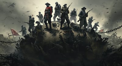 Black soldiers from various colonial armies stand on a world map, symbolizing their complex role in imperial history.