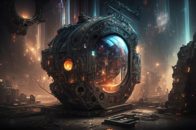 Surreal illustration of a nanophotonic city.