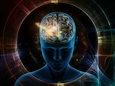 Brainwaves emanating from a human head