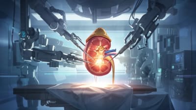 Laparoscopic partial nephrectomy illustration