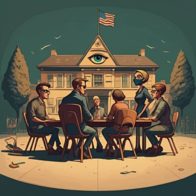 Illustration of PTA meeting with hidden motives.