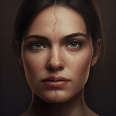 Comparison of artificial vs. natural image smoothing techniques on a face.