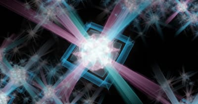Surreal illustration of X-rays scattering off a nanoscale material.