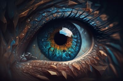 Surreal illustration of an eye with hidden granulomas.