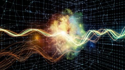 Dynamic mobile network with glowing nodes and energy streams.
