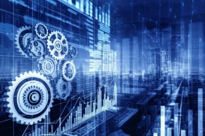 Interconnected gears and circuits symbolizing system reliability.