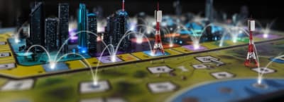 Futuristic cityscape illustrating smart city planning using game theory.