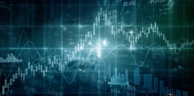 Interconnected financial charts and stock tickers symbolize market forces and volatility in a dreamlike space.