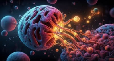 Illustration of LC3 proteins relocating to damaged Golgi apparatus, symbolizing cellular repair.