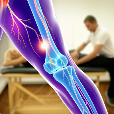Illustration of adductor canal and femoral nerve pathways for knee pain management.