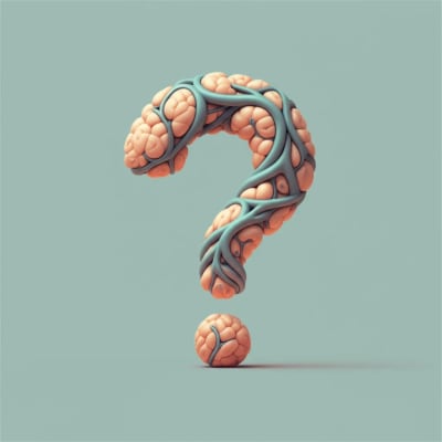 Surreal illustration of a parathyroid gland with a question mark, representing diagnostic challenges in parathyroid carcinoma.