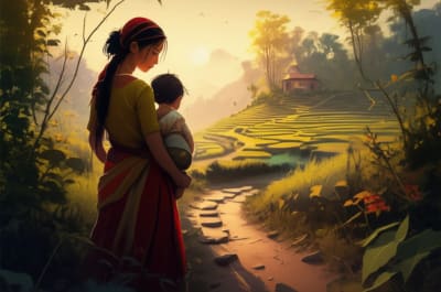 A mother and child in Nepal, symbolizing access to maternal healthcare.