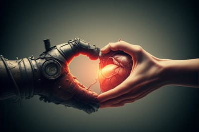 Symbolic image of East and West Germany's health systems merging.