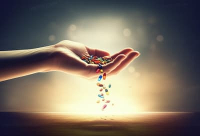 Hopeful imagery representing controlled release of medication for opioid addiction treatment.