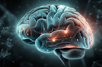 Intricate brain structure illuminated by light, symbolizing mass spectrometry's role in Alzheimer's research.