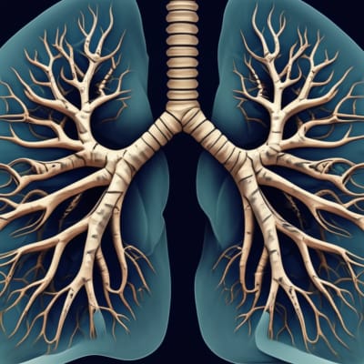 Illustration of damaged bronchi symbolizing bronchiectasis in hematologic patients