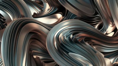 Surreal illustration of metal under pressure with fluid-like flow
