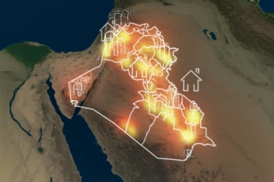 Map of Iraq highlighting malnutrition and income disparities.