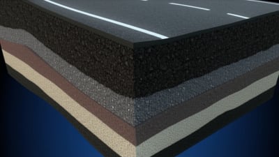 Illustration of an inverted asphalt pavement structure.
