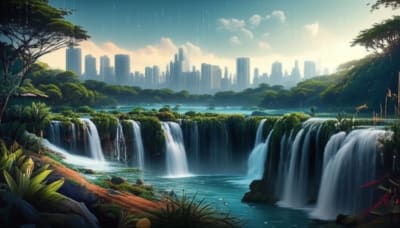 Climate change projections visualized over Davao City watershed, symbolizing resilience.