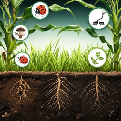 Corn and brachiaria grass intercropping system with integrated weed management.