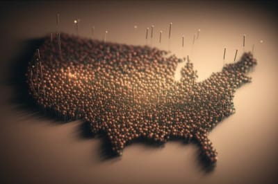 Acupuncture points on a map of the USA