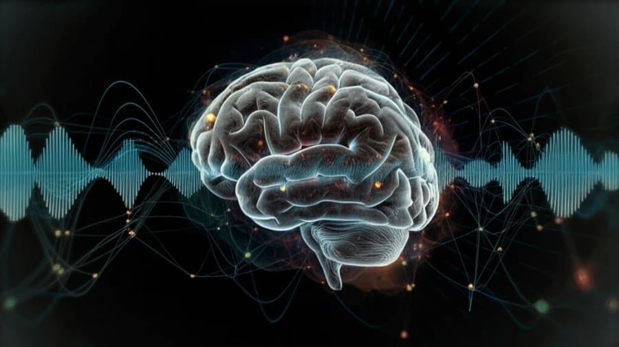 AI analyzing EEG waveforms to detect seizures.