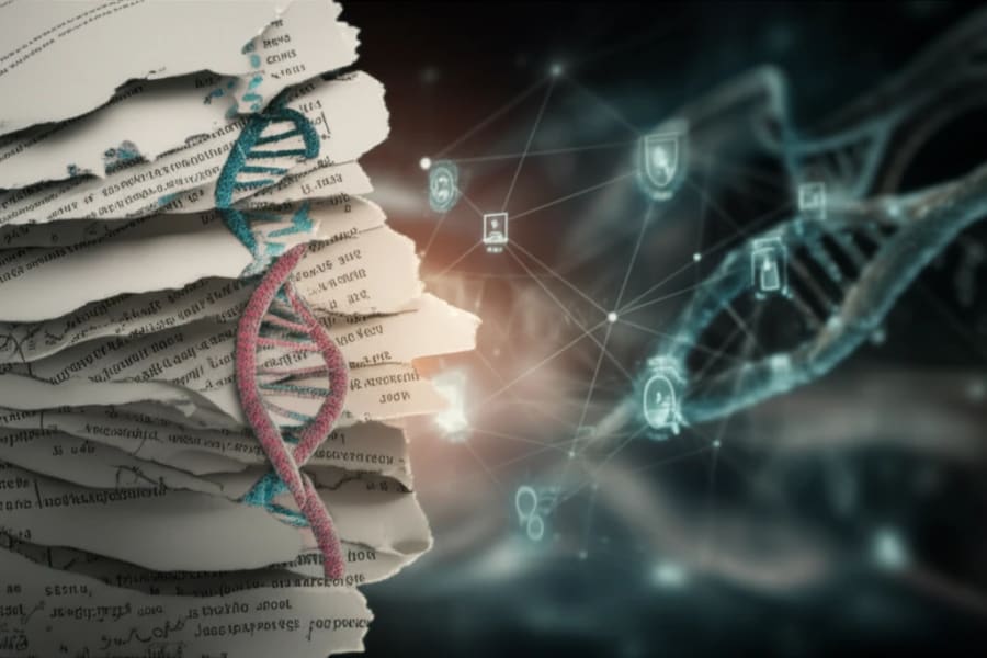 Abstract illustration of a scientific paper being retracted.